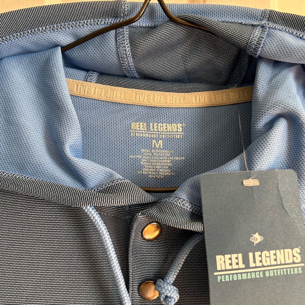 REEL Legends long sleeve Fishing shirt, light weight breathable material. Medium